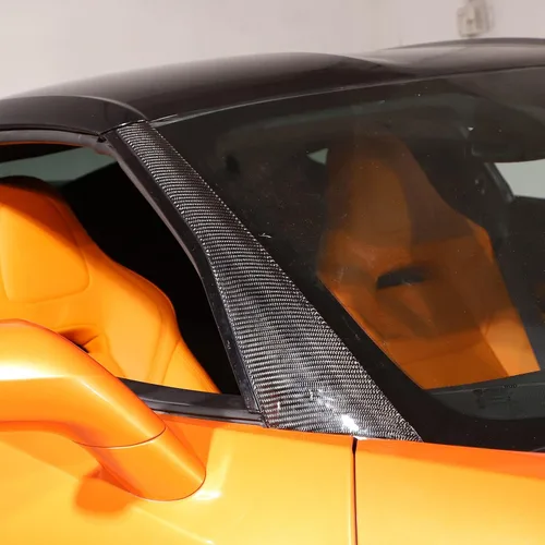 Vista 3 de Cubierta para parabrisas delantero compatible con Corvette C7 Stingray 2014-2019 de fibra de carbono suave, 2 piezas, accesorios de moldura