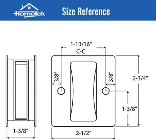 Vista 2 de HOMOTEK Tirador de puerta de bolsillo de privacidad sin placa de interruptor. Reemplaza los accesorios deslizantes de pasaje viejos o dañados sin