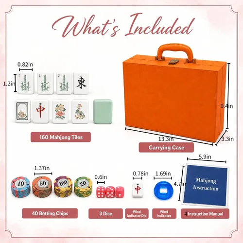 Vista 2 de American Mahjong Set, 160 piezas de 4 capas de acrílico Mahjong Verde claro