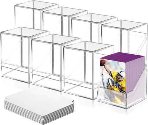 Vista 7 de Homthy Paquete de 4 fundas para cartas intercambiables, cajas de almacenamiento de tarjetas acrílicas con capacidad para más de 100 tarjetas
