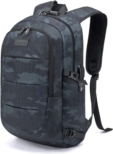 Vista 19 de Tzowla, mochila de viaje de negocios para computadora portátil de 15,6 a 17,3 pulgadas para mujeres, hombres y para regalar, A-Negro
