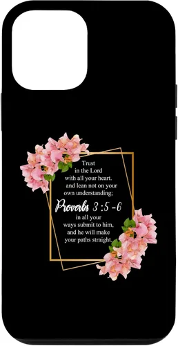Vista 16 de iPhone 12 Pro Max Proverbios 3:5-6 Versículo de la Biblia Religioso Cristiano Hombres y Mujeres Caso