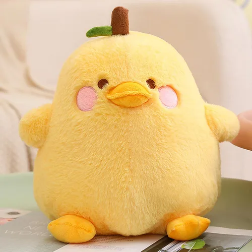 Vista 2 de PEACH CAT Linda Almohada de Felpa de Pato con Forma de Pera Juguete de Peluche de Pato para Niños Amarillo 8 Pulgadas