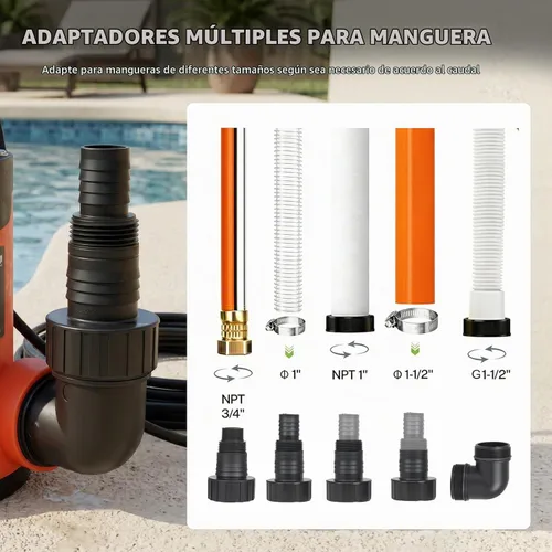 Vista 8 de Bomba de sumidero, Prostormer 1HP 3700GPH Bomba sumergible para agua limpia/sucia con interruptor automático de flotación para alberca, estanque