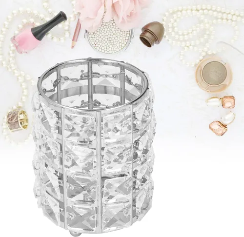 Vista 4 de Soporte para brochas de maquillaje, elegante caja de joyería de cristal, caja organizadora de joyas, aretes, anillos, organizador de tesoros