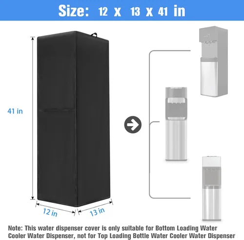 Vista 3 de Funda para dispensador de agua, cubierta para dispensador de agua caliente, fría y fría de 5 galones, 12 x 13 x 41 pulgadas (solo tapa)