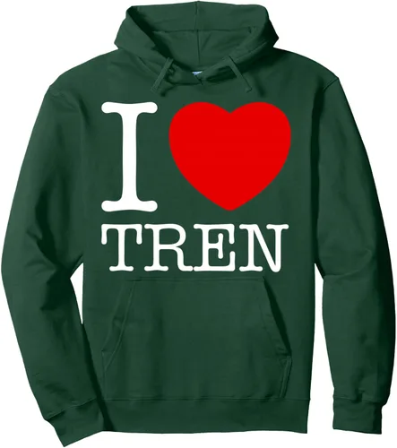 Vista 8 de Sudadera con capucha "I Love Tren Vintage I Heart Tren, Negro, S