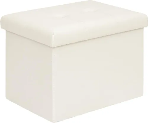 Vista 10 de B FSOBEIIALEO Otomana de almacenamiento con cuero sintético plegable pequeña cuadrada reposapiés mesa de café negra 11.8"X 11.8" X 11.8