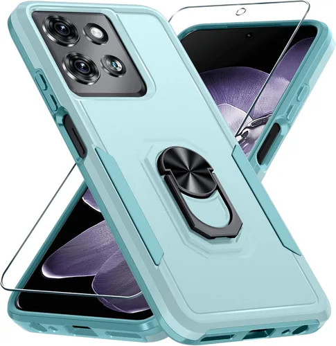 Vista 14 de Funda diseñada para Motorola Moto G 5G 2024 con soporte de anillo de metal integrado Protector de pantalla de vidrio templado, funda resistente