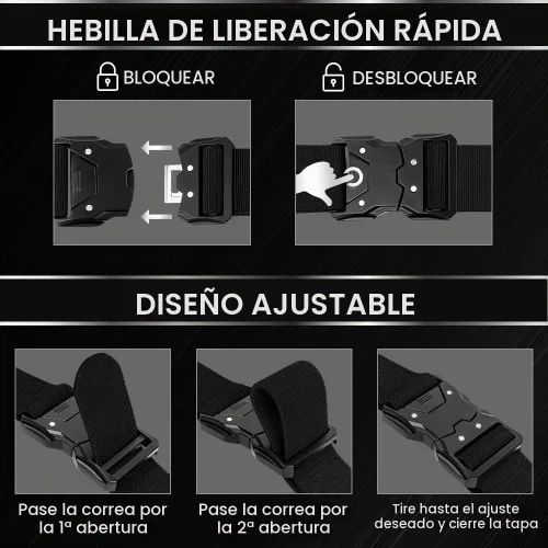 Vista 6 de TECEUM Tactical Belt – Heavy-Duty & Quick Release – Military, Work, Rigger, Duty & Utility Belt for Men Hebilla 6 - Negro