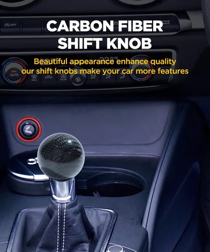 Vista 6 de SUJADE YAKEFLY - Palanca de cambios universal, perilla redonda de fibra de carbono con 3 adaptadores de aluminio, perilla de cambio automática
