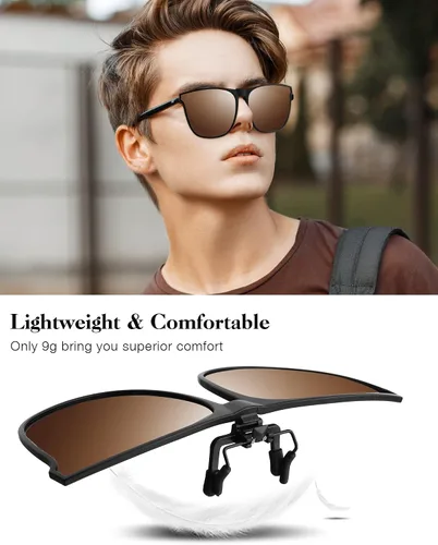 Vista 5 de 3 pares de lentes de sol polarizados con clip, grandes antirreflejos, TR90, marco ligero, abatible, para conducción, lentes de clip para mujeres