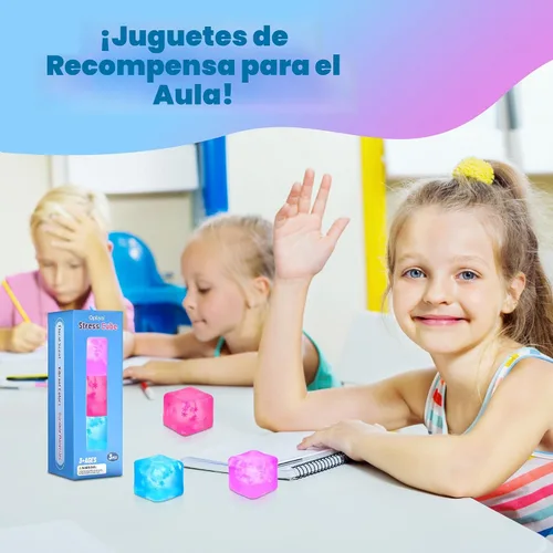 Vista 6 de Juguete Fidget Cubo Antiestrés Paquete de 3, Pelota Antiestrés de Cubo con Copos de Nieve en el Interior, Tacto Suave y Relajante, Juguetes