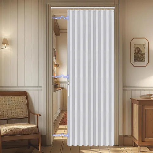 Vista 33 de AJAZZ Cortina de puerta magnética 100% opaca de acordeón para armario, cortina invisible para puerta interior de dormitorio, sala de estar, pasillo