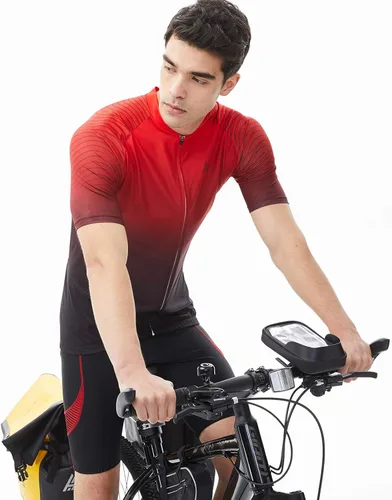 Vista 5 de Hikenture Camiseta de ciclismo para hombre, manga corta, cremallera completa, con 3 bolsillos, camiseta de ciclismo transpirable