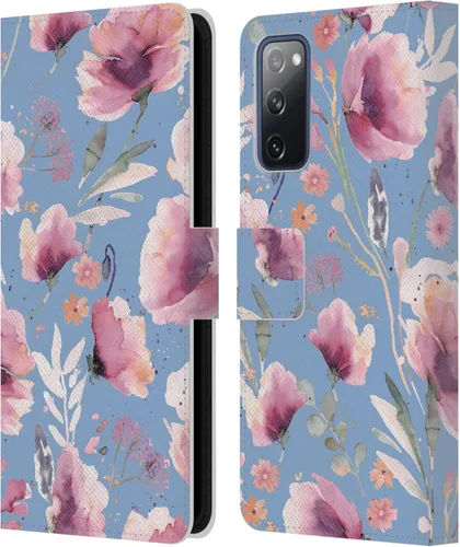 Vista 210 de Head Case Designs Officially Licensed Ninola Abstract Poppies Lilac Floral Leather Wallet Case Compatible with Samsung Galaxy A07 4G