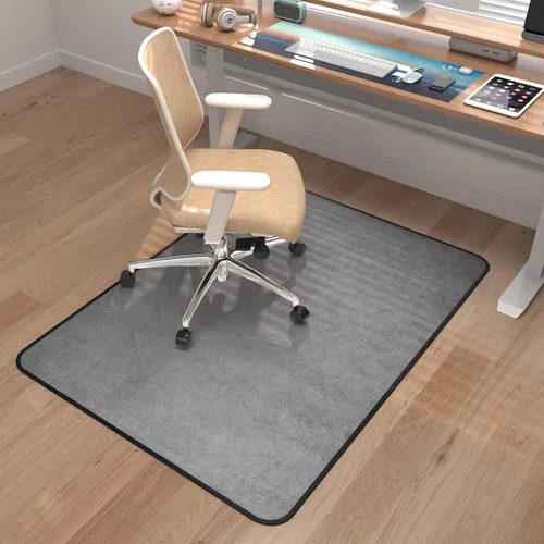 Vista 12 de Tapete de pana para suelo de madera dura, 55 x 35 pulgadas, tapete para silla de oficina, silla de escritorio, silla rodante, respaldo Pana Gris