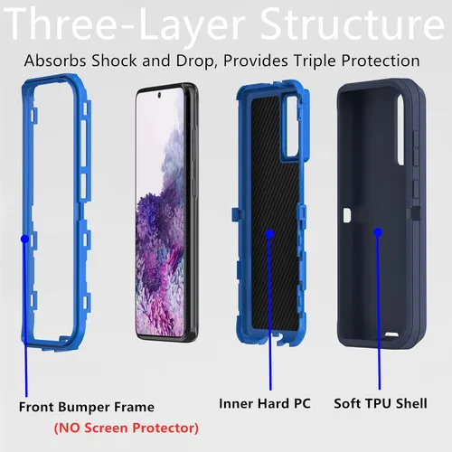 Vista 2 de Funda para Samsung Galaxy S20 (no para versión Plus), resistente funda protectora a prueba de polvo a prueba de golpes, protección contra caídas, 3