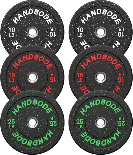 Vista 29 de HANDBODE Juego de discos de peso de 2 pulgadas de alto rebote, juego de discos olímpicos de 45/100/160/190/260/300 libras, juego de discos