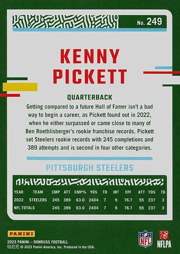Vista 5 de Pittsburgh Steelers 2023 Donruss Juego de 12 Tarjetas del Equipo Sellado de Fábrica con Kenny Pickett, George Pickens y TJ Watt más 3 Tarjetas
