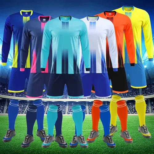 Vista 2 de VIPOKO Personalizar camiseta de fútbol pantalones cortos de manga larga para hombres y niños Número de nombre personalizado uniforme