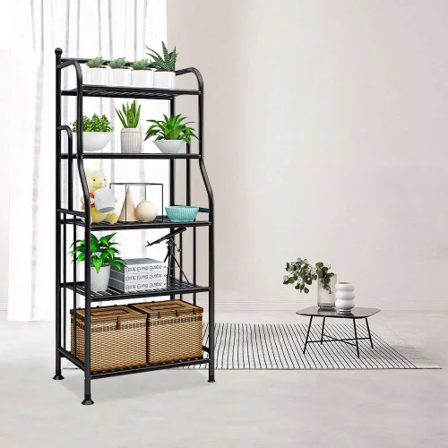 Vista 7 de Estantería para panaderos, estantes de almacenamiento de metal, organizador de estante de lavandería, estantes de pie para lavandería, cocina, baño