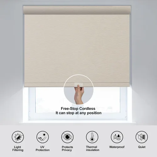 Vista 5 de Boolegon Persianas enrollables opacas para ventanas, inalámbricas, enrollables extraíbles, tela con aislamiento térmico, protección UV, persianas