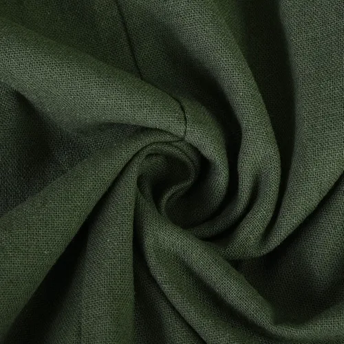 Vista 9 de Vestido largo de lino de algodón para mujer, de manga larga, con botones lisos, cuello redondo, para otoño, casual, hasta el tobillo