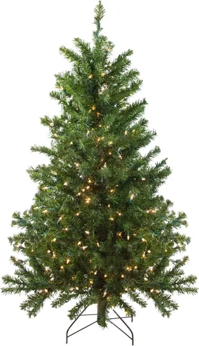 Vista 10 de Árbol de Navidad artificial de pino canadiense mediano preiluminado, 18 pulgadas, luces transparentes
