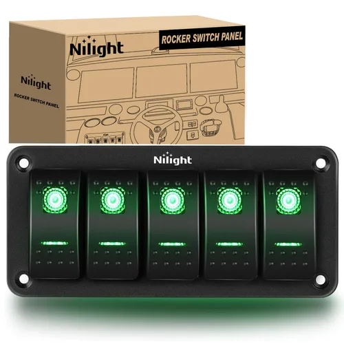 Vista 20 de Nilight Panel de Interruptores Basculantes de 2 Posiciones con Luz LED Naranja, 5 Pines On/Off, Interruptores Basculantes de Aluminio Precableados