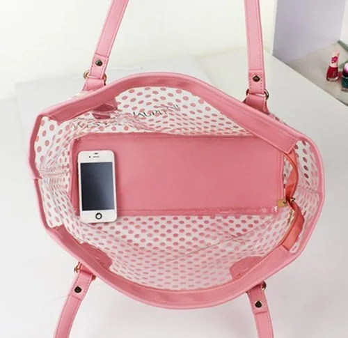 Vista 5 de FTSUCQ - Bolso de mano transparente para mujer diseño de lunares
