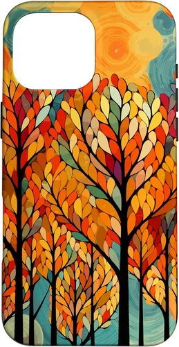 Vista 19 de iPhone 16 Otoño y coloridas hojas y árboles de otoño, funda temática de color de otoño