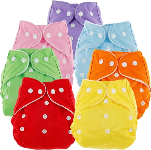 Vista 7 de 7 pañales de tela para bebé, pañales de bolsillo reutilizables, lavables, ajustables, súper absorbentes, pañales cómodos multicolor, pañales