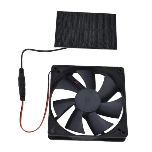 Vista 6 de Kit de ventilador de panel solar de 100 W, ventilador de escape doble de 12 V, kit de ventilador solar para casa de perro, invernadero, RV