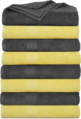 Vista 58 de Ample Decor Juego de 12 toallas de baño de 600 GSM, 100% algodón, 4 toallas de baño, 4 toallas de mano, 4 paños de lavado, absorbentes y suaves