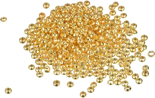Vista 33 de uxcell 1000 cuentas redondas de engarzado, cuentas espaciadoras de extremo de crimpado de 0.079 pulgadas, pequeños tapones para hacer pulseras