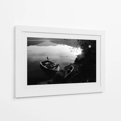 Vista 8 de Canvas Lab Bote BW by HCTR 12 x 8 in Canvas Print Wall Art Black and White Wall Decor for Bedroom, Living Room or Office