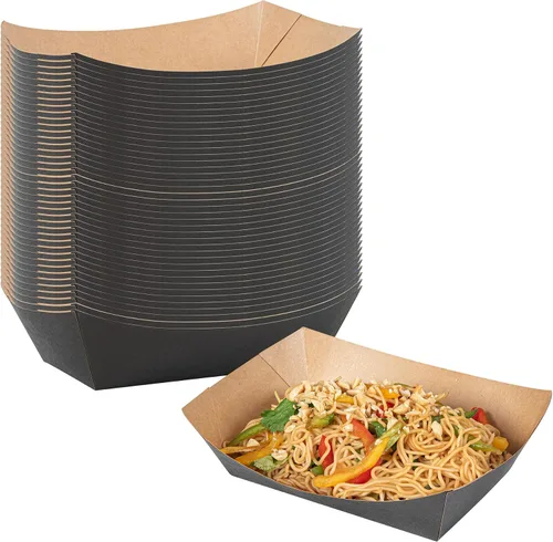 Vista 32 de Restaurantware -Bio Tek - Bandejas de alimentos de 2 onzas, 400 bandejas de papel desechables para alimentos, resistentes, a prueba de grasa, botes