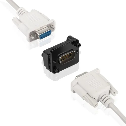 Vista 4 de QIANRENON DB9 Conector recto de montaje en panel de 9 pines RS232 Serial macho a macho Montaje en panel Convertidor Acoplador, para red