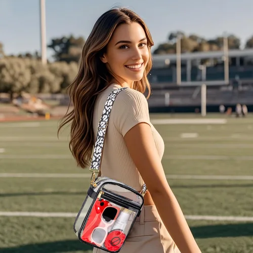 Vista 3 de MAY TREE Clear Bag for Stadium Events, 8.5x6.8x3 Inches Stadium Approved