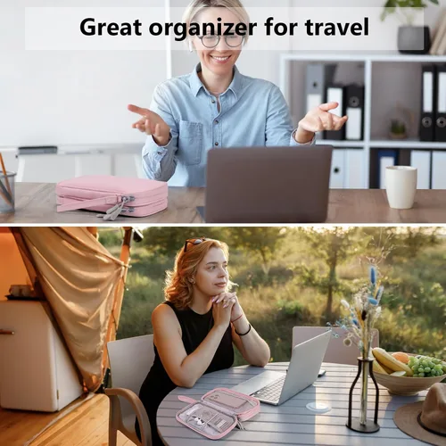 Vista 7 de Tech Organizer - Estuche de transporte de viaje, bolsa de cables, accesorios de organización y almacenamiento, cables electrónicos, cargador