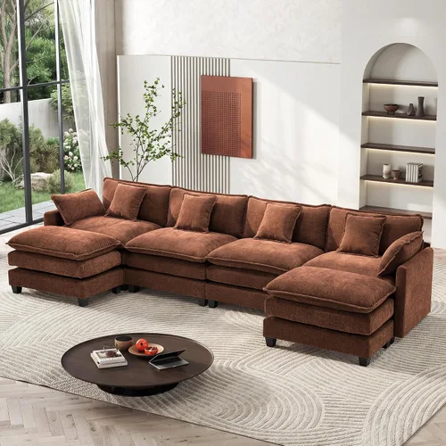 Vista 49 de Ihanherry - Sofá de nube de 3 plazas en L, modular, de asiento profundo, para sala de estar, cómodo cojín de asiento tapizado de doble capa, tela
