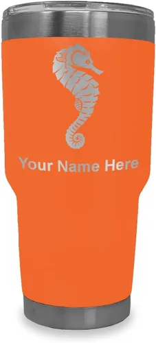 Vista 15 de LaserGram Vaso aislado al vacío de 20 onzas, caballito de mar, grabado personalizado incluido (negro)