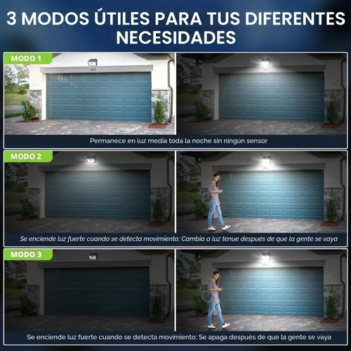 Vista 5 de CLAONER Luces solares para exteriores [126 LED], luces inalámbricas con sensor de movimiento, luces de seguridad impermeables IP65, 3 modos, ángulo