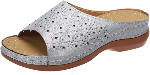 Vista 26 de Ladmiple - Sandalias ortopédicas de cuña para mujer, cómodas sandalias ortopédicas para caminar con soporte de arco 2024