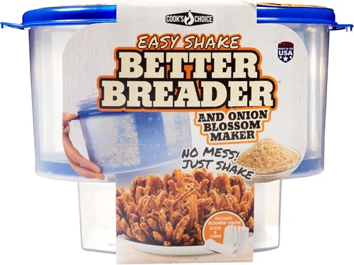 Vista 2 de Onion Blossom Maker con el cuenco original Better Breader: el juego todo en uno incluye rebanador de cebolla floreciente y estación de empanado sin