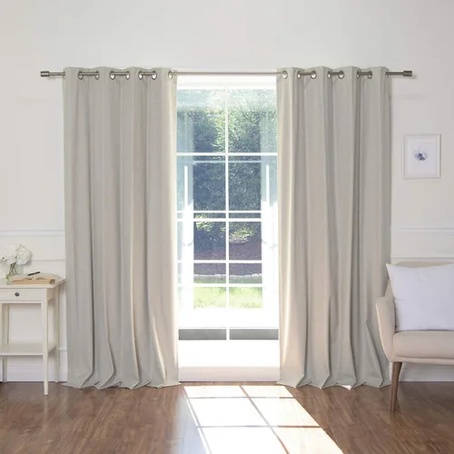 Vista 9 de Best Home Fashion ZeroLight - Cortinas opacas térmicas con ojales texturizados, 100 % de lino, color gris oscuro, 52 pulgadas de ancho x 63 pulgadas