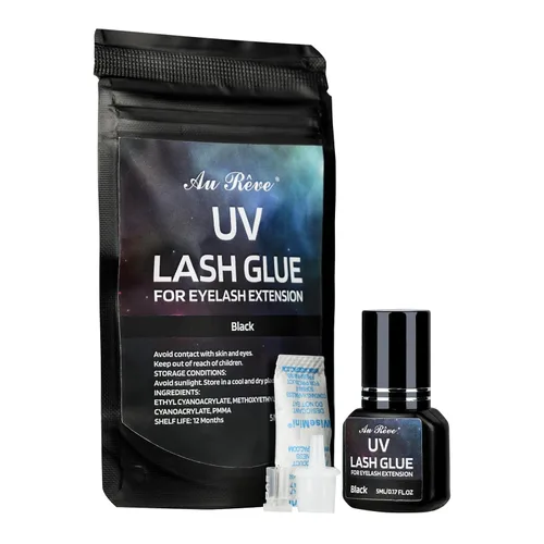 Vista 7 de Pegamento de pestañas UV de 0.2 fl oz, extensiones de pestañas para bricolaje, pegamento UV, impermeable, secado ligero, 1 segundo, secado rápido