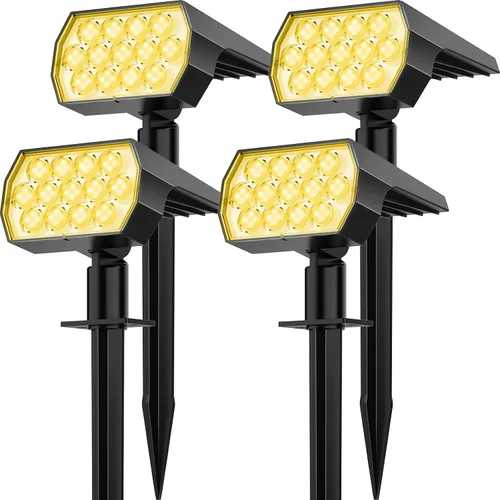 Vista 20 de Focos solares para exteriores, cambio de color, 7 modos/14 luces LED solares para exteriores, impermeables, RGB multicolor, luces solares