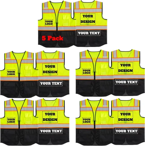 Vista 10 de Chaleco de seguridad reflectante de malla con logotipo personalizado con cremallera Chaleco de alta visibilidad para construcción al aire libre Ropa